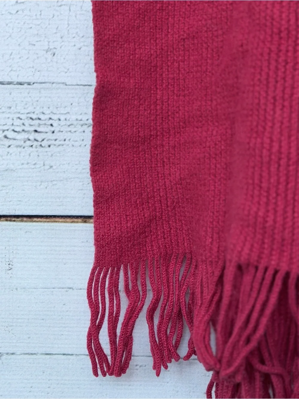Kenneth Cole Ribbed Knit Fringed Winter Scarf
